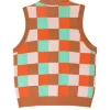 Under The Vines S03 Orange Checkered Knitted Vest