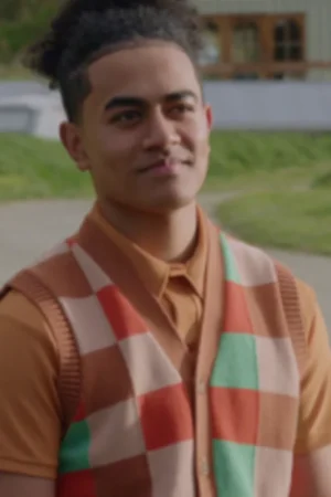 Under The Vines S03 Orange Checkered Knitted Vest