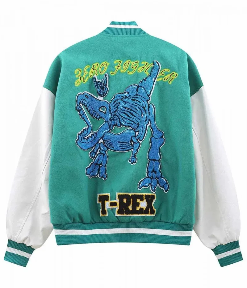 Zero Fighter Dinosaur Skeleton T-Rex Letterman Jacket