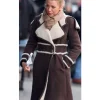 Brown Amanda Holden Suede Leather Coat