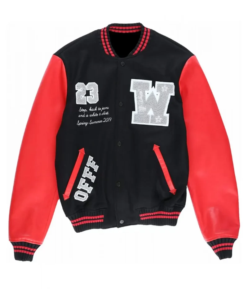 Varsity Off-White 23 Eagle Red and Black/Green and Blue Jacket