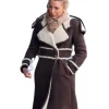 Brown Amanda Holden Suede Leather Coat