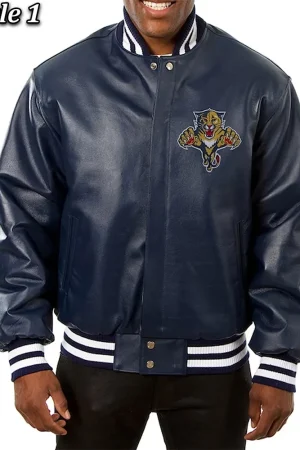 Florida Panthers Varsity Navy Leather Jacket