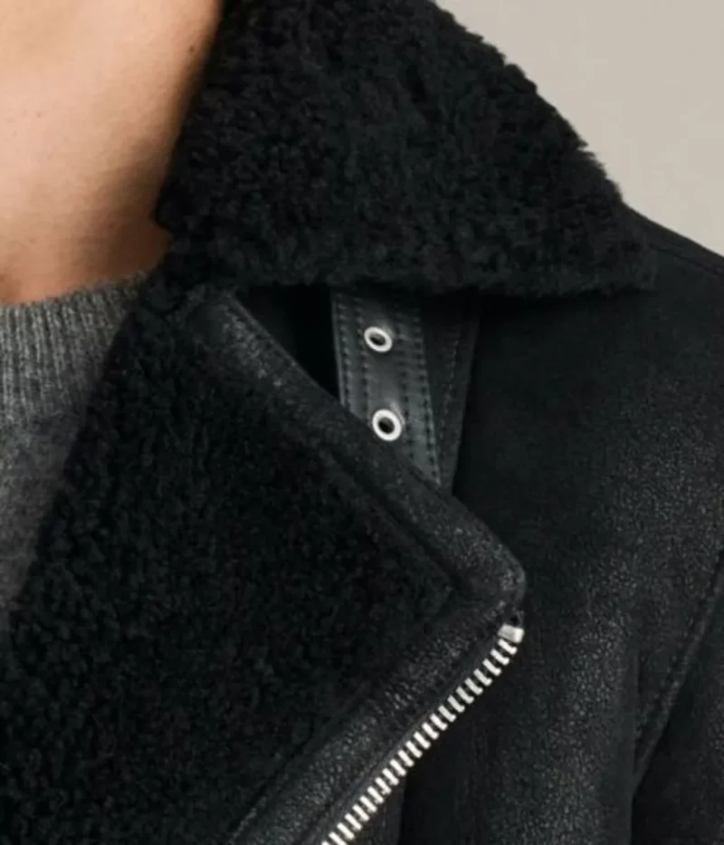 Men’s Fur Collar Brooklyn Black Shearling Leather Jacket