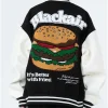 Black-Air Better with Burger Fries Letterman Jacket