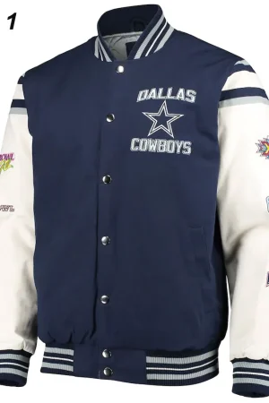 Super Bowl 5x Champions Dallas Cowboys Navy/White Varsity Jacket