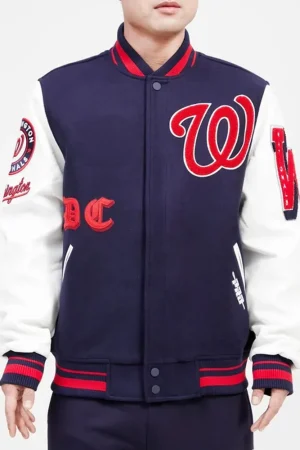 Old English Washington Nationals Varsity Jacket