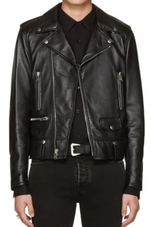Red and White Beading Blood Luster Biker Jacket