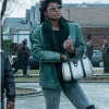 Patina Miller Power Book III Green Leather Shearling Jacket