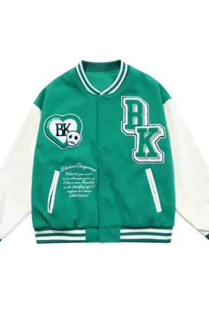 Black Air Design Corp Funny Skull Punk Star Letterman Jacket