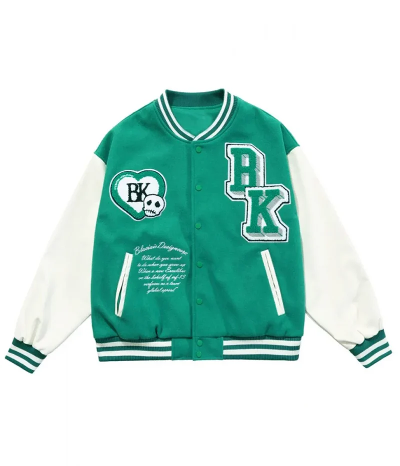 Black Air Design Corp Funny Skull Punk Star Letterman Jacket