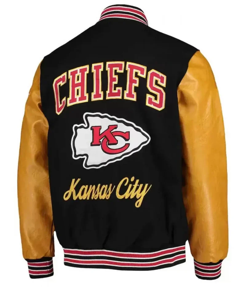 Kansas City Chiefs Letterman Gold and Black Jacket