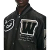 Off-White Full Black Leather Varsity Jacket