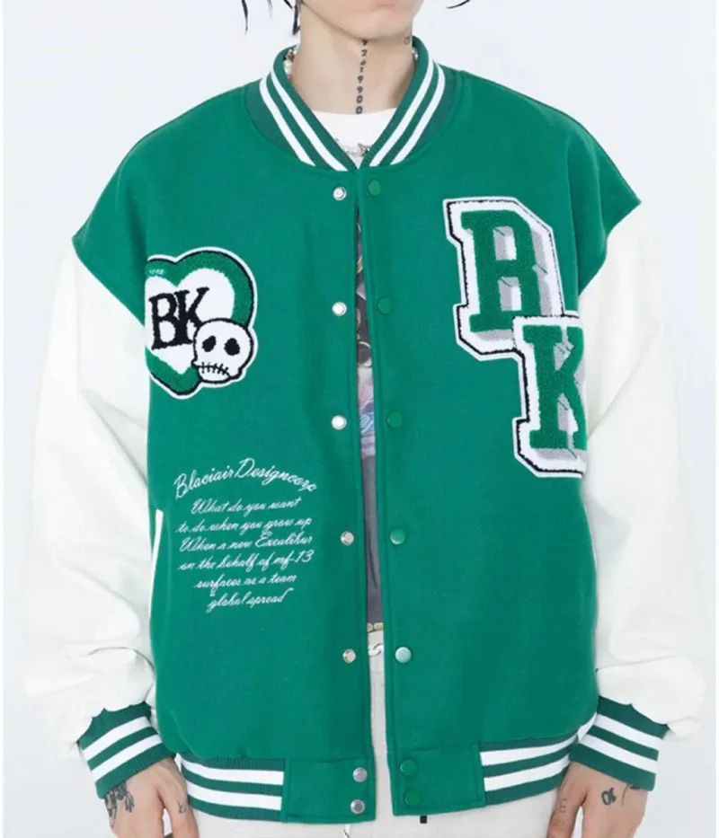 Black Air Design Corp Funny Skull Punk Star Letterman Jacket