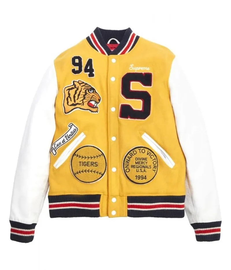 Varsity Supreme Tiger White and Yellow Jacket