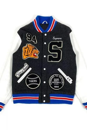 Supreme Tiger White and Black Varsity Jacket