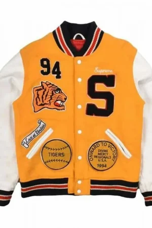 Varsity Supreme Tiger White and Yellow Jacket