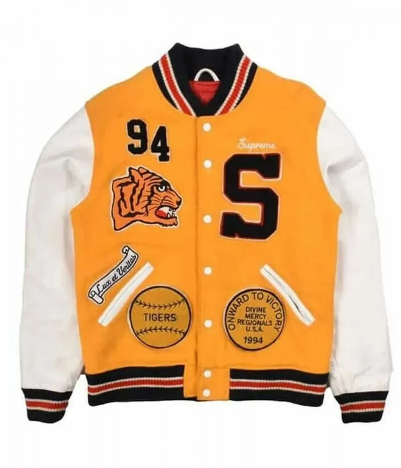 Varsity Supreme Tiger White and Yellow Jacket