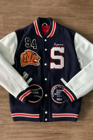 Supreme Tiger Varsity Navy Blue/White Jacket