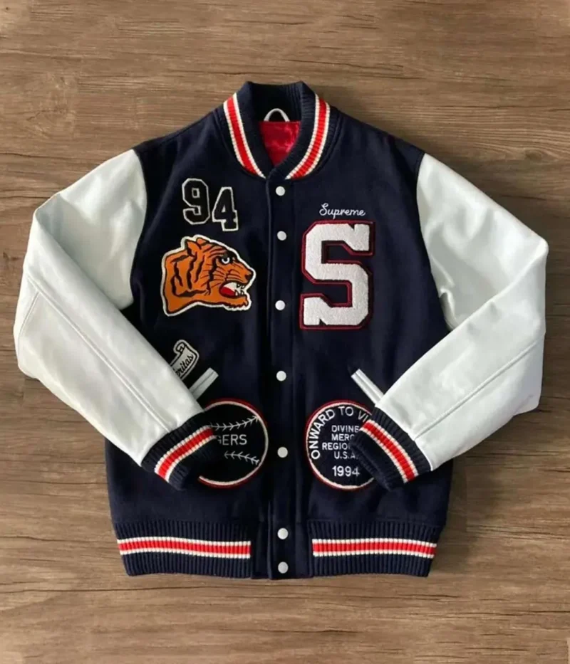 Supreme Tiger Varsity Navy Blue/White Jacket