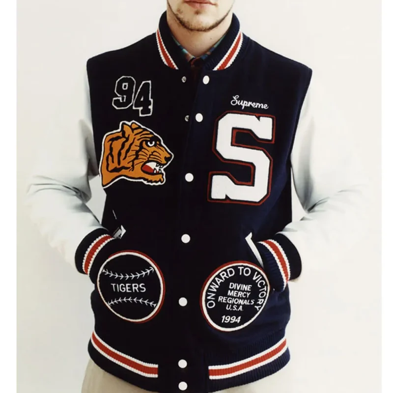 Supreme Tiger Varsity Navy Blue/White Jacket
