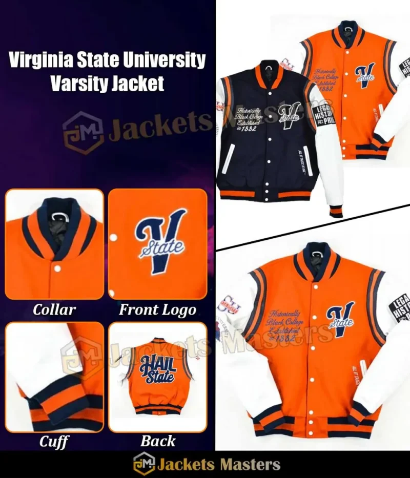 Virginia State University Motto 2.0 Hail State Varsity Jacket