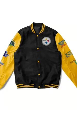 6X Pittsburgh Steelers Super Bowl Champions Yellow/Black Varsity Jacket