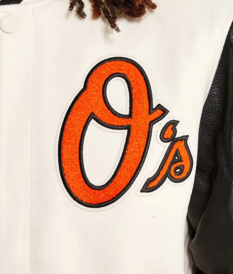 Baltimore Orioles Black and Off White Varsity Jacket