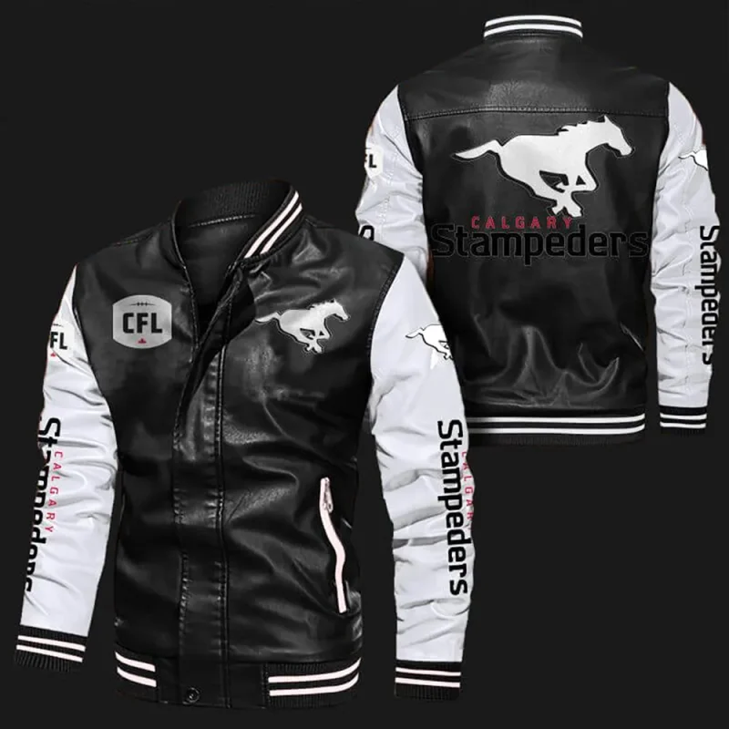Calgary Stampeders Bomber Varsity Leather Jacket