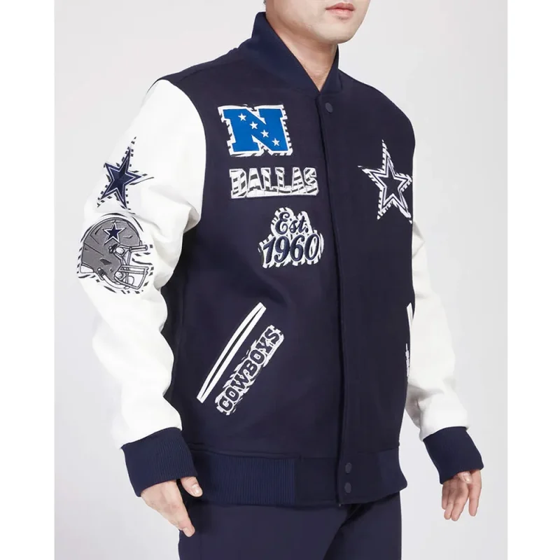 Dallas Cowboys Animal Patches Navy Varsity Jacket
