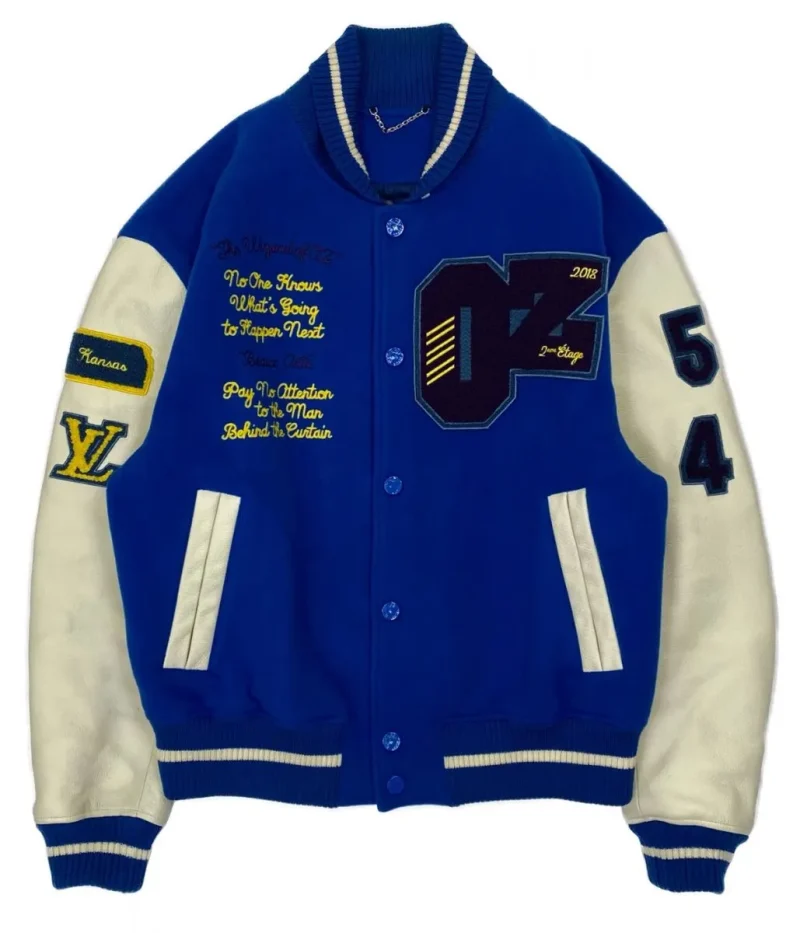 Letterman Wizard of Oz Plain Rainbow Blue and White Jacket
