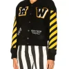 Women’s Off-White Virgil Abloh Varsity Black Jacket with Striped Sleeves