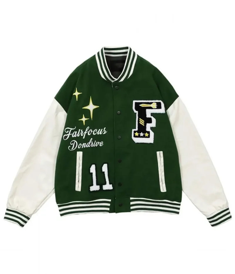 Black/Green Fair Focus Dondrive Letterman Jacket