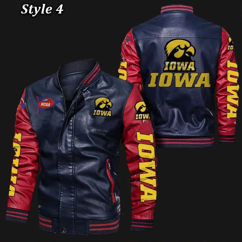 Iowa Hawkeyes Bomber Varsity Leather Jacket