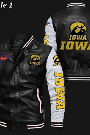 Iowa Hawkeyes Bomber Varsity Leather Jacket