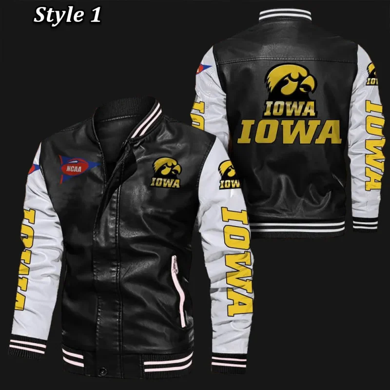Iowa Hawkeyes Bomber Varsity Leather Jacket