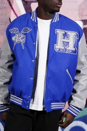 Men’s Hampton University Royal and Gray Varsity Jacket
