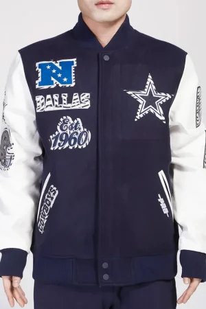 Dallas Cowboys Animal Patches Navy Varsity Jacket