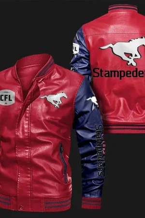 Calgary Stampeders Bomber Varsity Leather Jacket