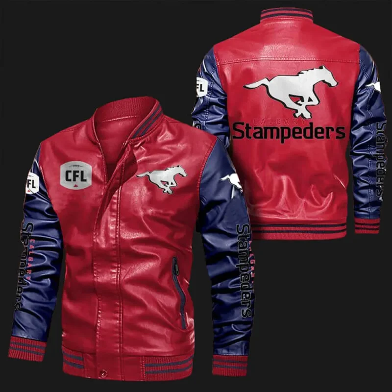 Calgary Stampeders Bomber Varsity Leather Jacket
