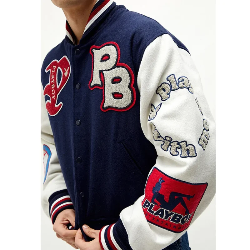 Playboy Championship Varsity Navy and White Jacket
