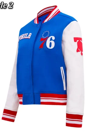 Philadelphia 76ers Cream Retro Classic Varsity Jacket