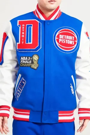 Detroit Pistons Mashup Varsity Royal and White Jacket