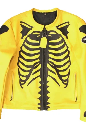 Vanson Skeleton Yellow/Red Leather Jacket