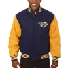 Nashville Predators Two-Tone Navy/Gold Varsity Jacket