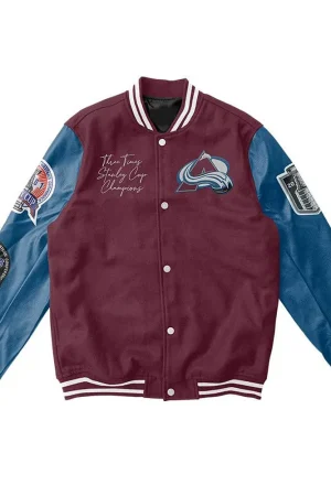 Colorado Avalanche Champions Varsity Maroon and Blue Jacket
