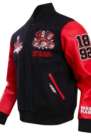 Winston-Salem State Rams Homecoming Black and Red Varsity Jacket