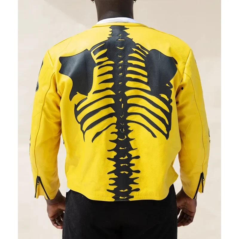 Vanson Skeleton Yellow/Red Leather Jacket